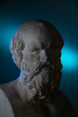 statue of the person colored bust of socrates