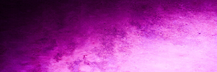 Black purple magenta pink background. Abstract. Light dark. Gradient. Painted old rough concrete wall texture. Close-up. Toned stone background with space for design. Banner. Wide. Long. Panoramic. 