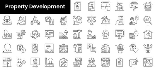 Fototapeta Set of outline property development icons. Minimalist thin linear web icon set. vector illustration. obraz