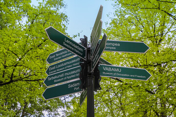 Directional sign to all the tourist spots in Tallinn Estonia