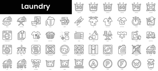 Fototapeta na wymiar Set of outline laundry icons. Minimalist thin linear web icon set. vector illustration.