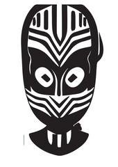 Fototapeta na wymiar Tribal African Mask - Black and White Illustration