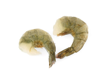 Fresh frozen shrimp isolated on white background