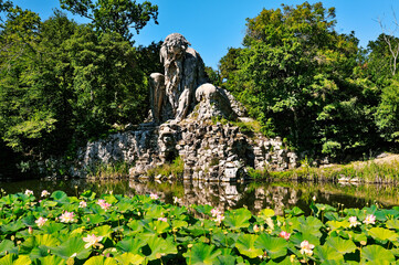 Huge 16 C. statue known as the Apennine Colossus by Giambologna in garden of the Villa Demidoff di...