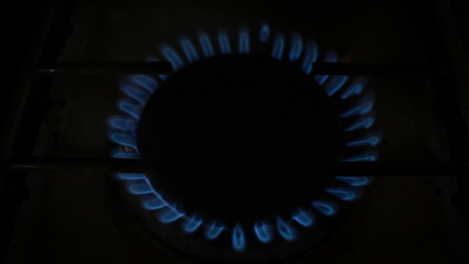Fire in a gas stove burner.
