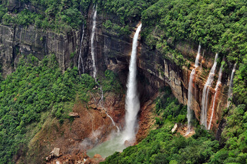 Nohkalikai falls in Meghalaya India