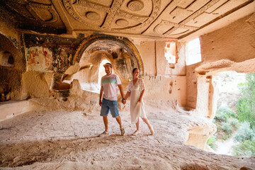 Church of Three Crosses in Rose Valley in Cappadocia Turkey