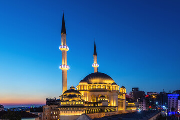 Fototapeta na wymiar Taksim Mosque at Blue Hour, Beyoglu Turkey
