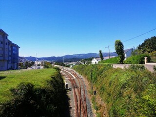 Vía de ferrocarril en Ortigueira, Galicia