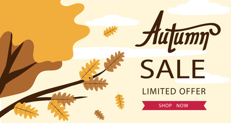 Autumn background with leaf for shopping sale