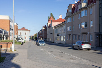 Fototapeta na wymiar Street in Skellefteå a grat summer day,Västerbottens county,Sweden, Scandinavia, Europe