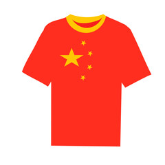 China flag printed t-shirt vector illustration isolated on white background.