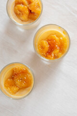 Three cups of homemade banana pudding.