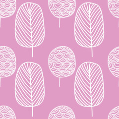 cute doodle trees seamless design