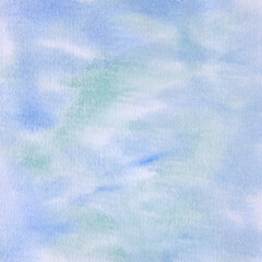 Blue and green coastal color watercolor pattern, handpainted paint background.