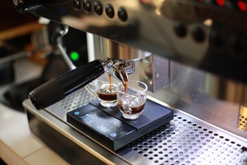 espresso machine in a cafe