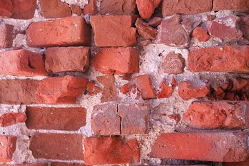 texture of red old brick of the eighteenth century. background. copy spaces eighteenth