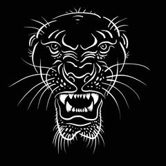 The Vector logo lion for tattoo or T-shirt print design or outwear.  Hunting style lions background. This drawing would be nice to make on the black fabric or canvas.