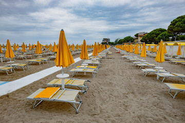 Empty beach on the Adriatic sea coast.