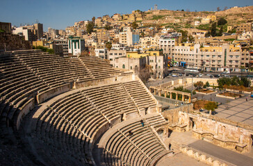 Amman, Jordan, March the 4th 2018. A roman amphitheater in the city center of Amman.