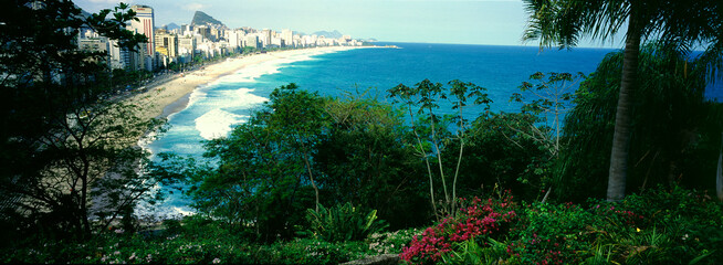 Panoramic Ipanema Beach, Rio de Janeiro  with flowers