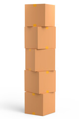 Cardboard box or carton on white background, carrying parcel and online shopping