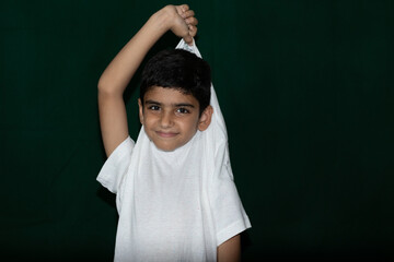portrait of a boy in a studio