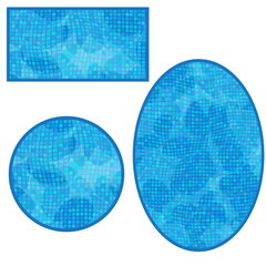 Sport Swimming Pool Texture. Transparent Wave Surface Reflect. Blue Mosaic Background.
