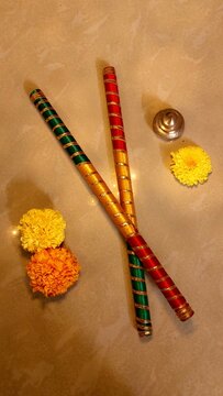 Dandiya Sticks With Flowers