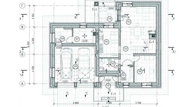 Time-lapse 3d animation of creation of house  showing the process from sketches and blueprints to renders