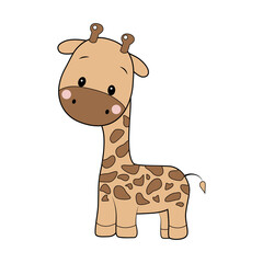Fototapeta premium Cute cartoon Giraffe. G letter for Giraffe. Vector illustration of a flat isolated on a white background. The design element of t-shirts, home textiles, wrapping paper, textiles, and flashcards.
