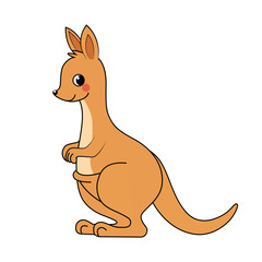 Cute cartoon Kangaroo. K letter for Kangaroo. Vector illustration of a flat isolated on a white background. The design element of t-shirts, home textiles, wrapping paper, textiles, and flashcards.