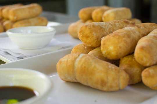 Teque&ntilde;os, cheese snack wrapped in dough. Venezuelan dish.