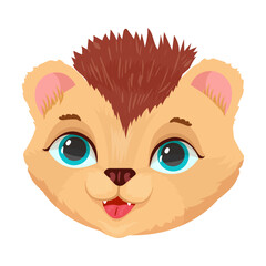 Face of a cheerful hedgehog Cheerful Porcupine. Vector illustration on a white background.