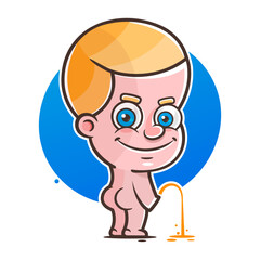 boy peeing pee toilet child baby training vector urinate watering