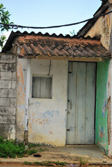 Old house. Abandoned house. Wooden door