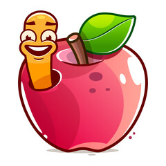 Happy apple fruit cute character mascot vector