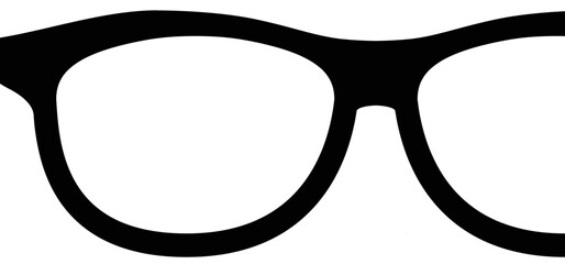 Cartoon glasses or sunglasses. Glasses model icon or symbol, man, women frames.  Black rim glasses spectacles silhouettes, eyeglasses optical, frame model. reading glasses