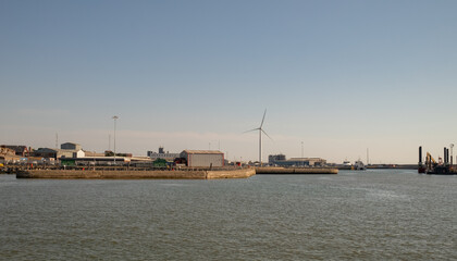 Fototapeta na wymiar Lowestoft docks and harbour on the Suffolk coast. Captured on a bright and sunny morning