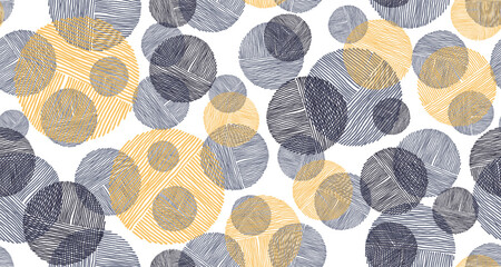 Scribble circle shapes of lines seamless pattern graphic design
