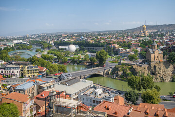 Fototapeta premium Tbilisi cityscape at sunny day, Georgia