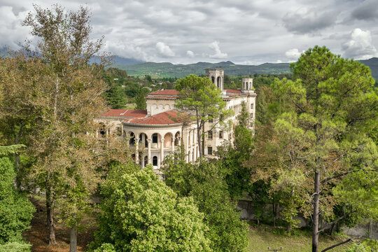Abandoned soviet spa resort building near the Kutaisi city, Georgia