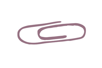 Vector Purple paper clip painted in watercolor for study.