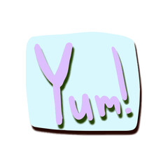 Vector blue phrase yum in the cloud in 3d style.
