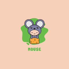 Cute Doll Mouse Mascot Logo Design Illustration