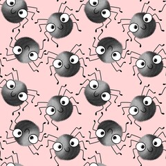 Cartoon Halloween cute spider seamless pattern for wrapping paper and clothes kids print and fabrics