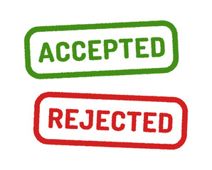 Accepted and rejected stamp icon. Aproved and not approved rubber stamp outline round symbol. Vector stock.