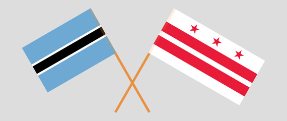 Crossed flags of Botswana and the District of Columbia. Official colors. Correct proportion