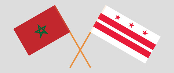 Crossed flags of Morocco and the District of Columbia. Official colors. Correct proportion