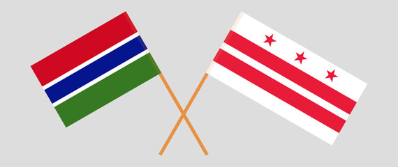 Obraz premium Crossed flags of the Gambia and the District of Columbia. Official colors. Correct proportion